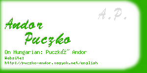 andor puczko business card